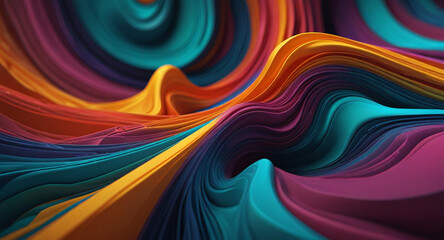 3D abstract design with flowing, extruded colors