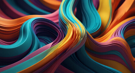 3D abstract design with flowing, extruded colors