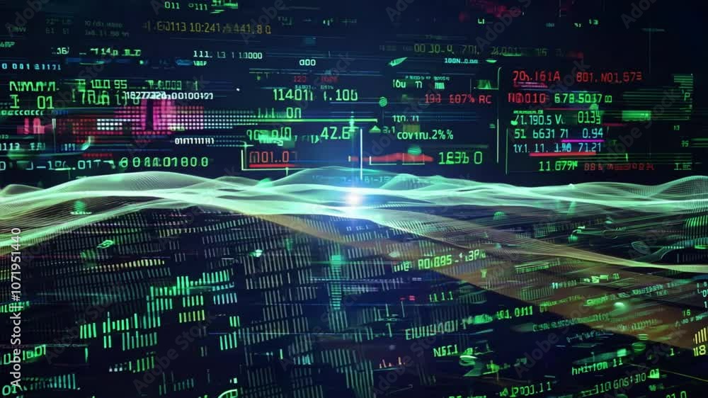 Poster digital abstract background vibrant data streams and graphs showcasing technology and finance with i