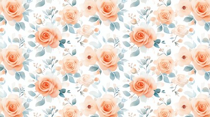 Elegant watercolor rose floral seamless pattern.