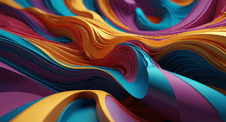 3D abstract design with flowing, extruded colors