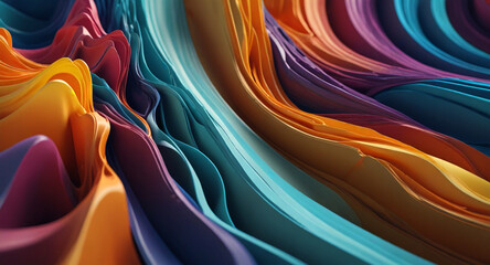 3D abstract design with flowing, extruded colors