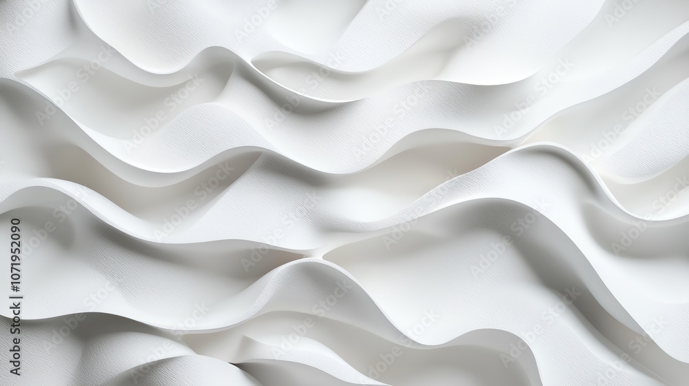 Poster abstract white wave pattern, smooth 3d texture.