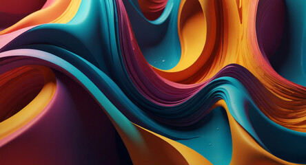 3D abstract design with flowing, extruded colors