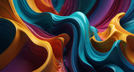 3D abstract design with flowing, extruded colors