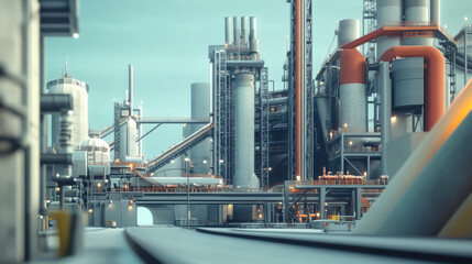 Fototapeta premium modern cement factory showcasing industrial equipment and structures, highlighting complexity of production processes and machinery
