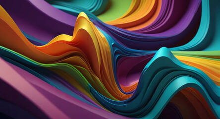 3D abstract design with flowing, extruded colors