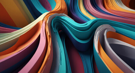 3D abstract design with flowing, extruded colors