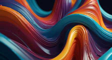 3D abstract design with flowing, extruded colors