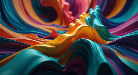 3D abstract design with flowing, extruded colors
