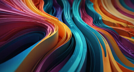 3D abstract design with flowing, extruded colors