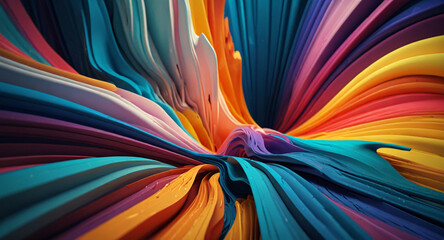 3D abstract design with flowing, extruded colors