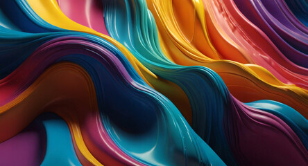 3D abstract design with flowing, extruded colors
