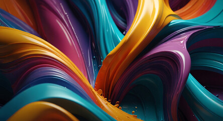 3D abstract design with flowing, extruded colors