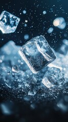 Ice crystals sparkle and shimmer against a dark background in captivating display