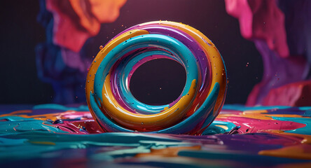 3D abstract design with flowing, extruded colors