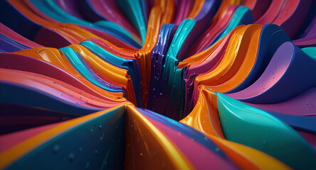 3D abstract design with flowing, extruded colors