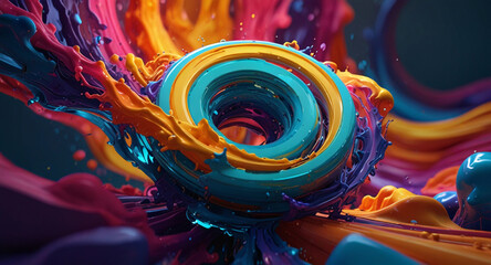 3D abstract design with flowing, extruded colors