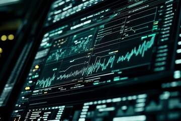 Obraz premium Intricate Data Visualization in a High-Tech Control Room