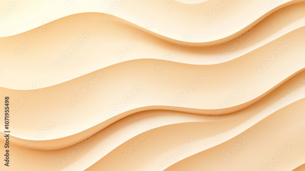 Poster abstract beige waves with smooth curves pattern