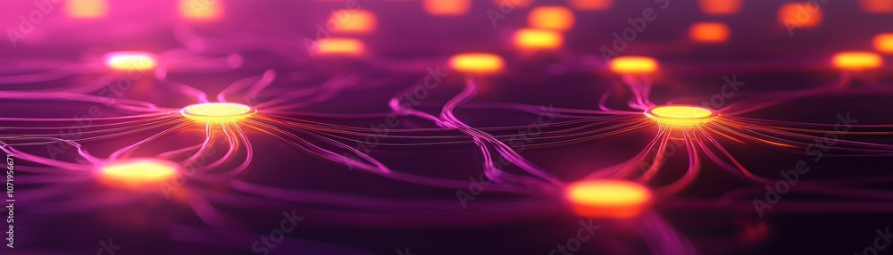 Aufkleber a vibrant digital network with flowing neon lines and glowing nodes, illustrating concepts of connec