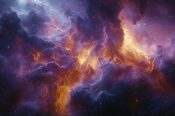 luminous cosmic clouds entwined with fiery veins in an expansive nebula