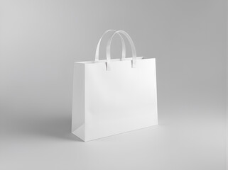 Luxury White Shopping Bag Mockup - Elegant Paper Bag Template PSD with Gold Foil