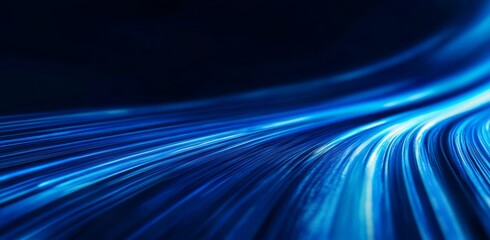 Fototapeta premium Blue purple hi-tech horizontal speed warp digital technology provides the background for this image.