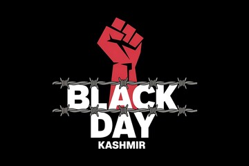 Kashmir Black Day Protest Design with Barbed Wire and Fists Symbolism

