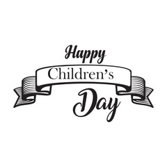 Happy Children's Day hand writing text lettering icon on white background. vector illustration.