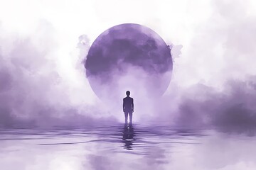 Man walking in to a circle of light,3d rendering
