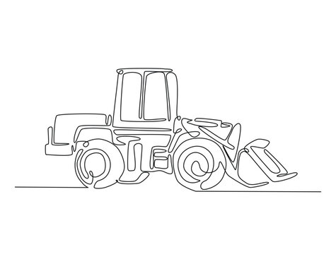 recommend clip art: Continuous one line drawing of Bulldozer Construction Heavy Equipment. Bulldozer single line art vector illustration. Editable vector.
