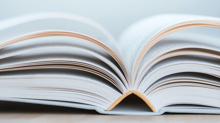 Fototapeta premium Close-up of open book pages on table.