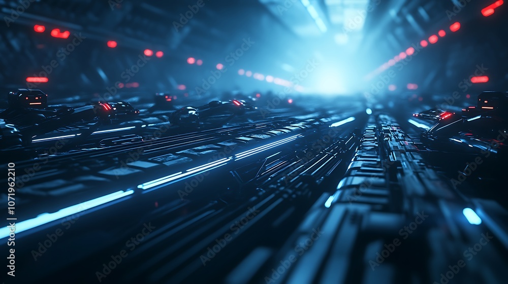 Aufkleber a futuristic, illuminated pathway with intricate technology features, conveying a sense of depth and
