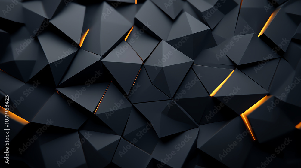 Poster abstract 3d geometric pattern with glowing edges