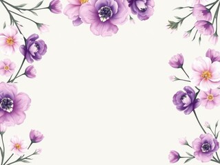 Watercolor floral flowers in shades of purple on a funeral program, obituary, design, floral