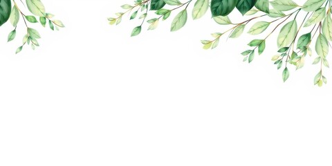 Obraz premium Watercolor invitation card adorned with lush greenery leaves, perfect for elegant weddings, leaves, design, invitation