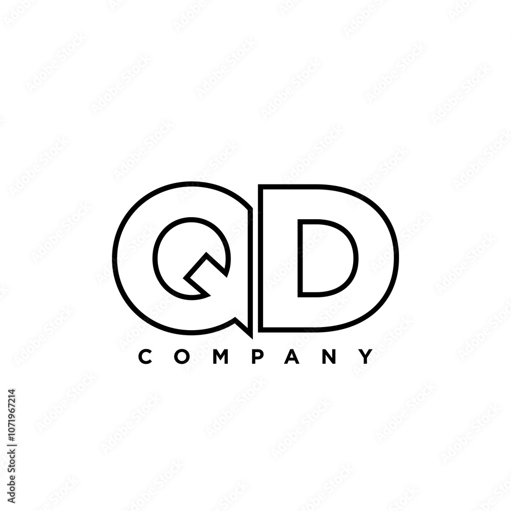 Poster letter q and d, qd logo design template. minimal monogram initial based logotype.