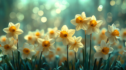 Fototapeta premium Daffodils blooming in the garden