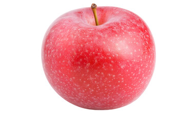 PNG object on clear backdrop. A vibrant red apple against a transparent background, showcasing its natural texture and color with copy space. Isolated on transparent background.