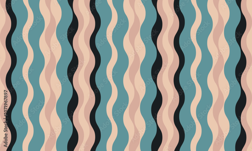 Poster vertical striped design with flowing curves and textured waves. artistic colors blend with simplicit