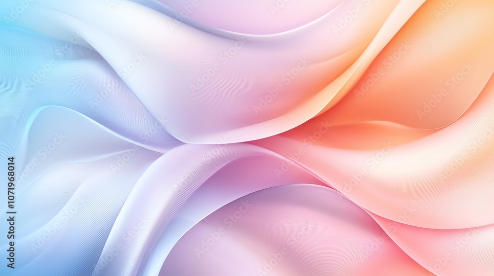 Poster abstract pastel wave pattern with smooth curves.