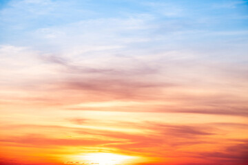 Beautiful , luxury soft gradient orange gold clouds and sunlight on the blue sky perfect for the...