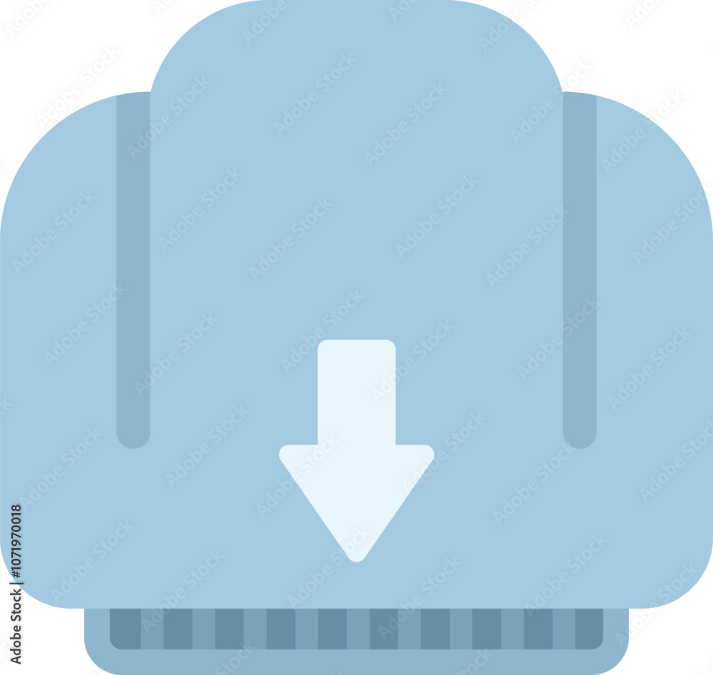 Poster blue icon illustrating data transfer with a downward arrow symbolizing the downloading process