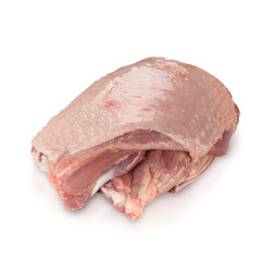Raw chicken leg quarters, isolated on white background. High resolution image.
