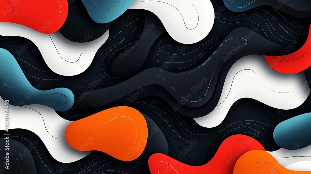 Poster colorful abstract shapes in dynamic motion