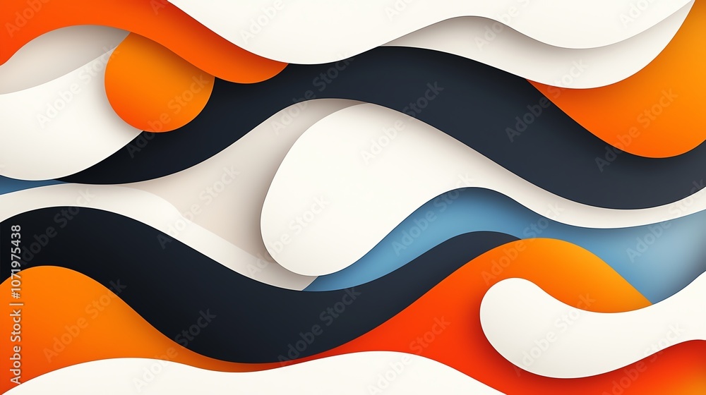 Poster colorful abstract paper layers in wavy patterns.