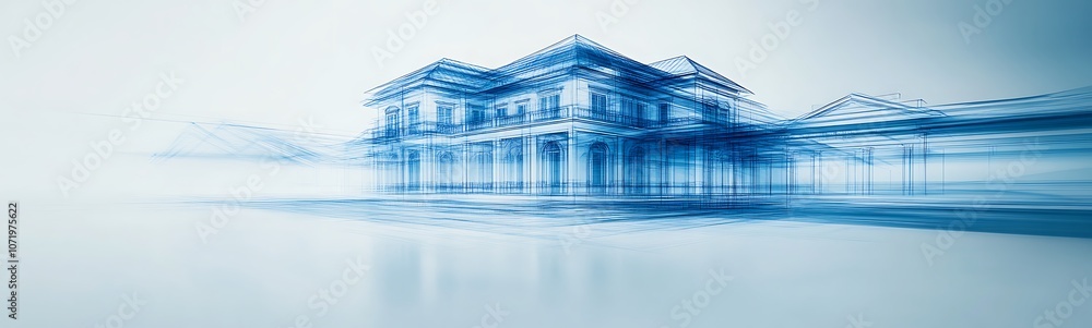 Poster A serene abstract representation featuring blue tones merging with soft lines, evoking a calm, dreamlike landscape.