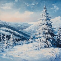 Fototapeta premium Winter panorama of Carpathians.