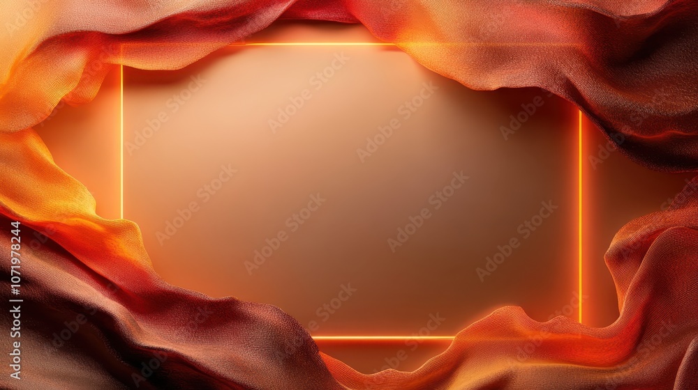 Poster a bright and colorful abstract image featuring vibrant glowing folds of fabric or material surroundi